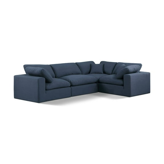 Meridian Furniture Comfy Navy Linen Textured Fabric 4-Pc. Modular Sectional