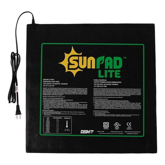 SunPad Lite 45W Seedling Heating Mat, Black, 20.75" x 20.75" - Propagating Seedlings and Cuttings, Ideal for Greenhouses and Indoor Gardening