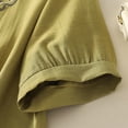 thumbnail image 7 of DeHolifer T-Shirts for Women Plus Size Cotton Linen Half Sleeve Embroidered Crewneck Casual Loose Blouse Green 2XL, 7 of 7