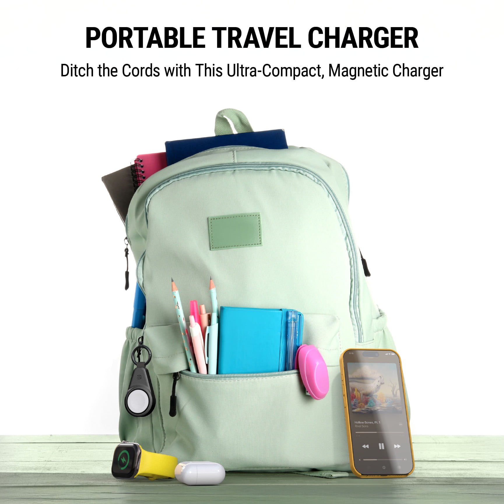 Scosche AWADPF-RP USB-C Wireless Magnetic Portable Travel Charger for Select Apple Watches