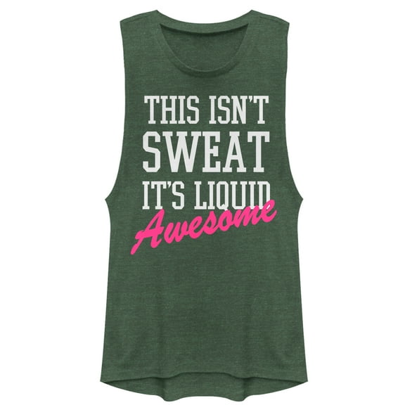 Junior's CHIN UP Awesome  Festival Muscle Graphic Tee Pine Green Heather Small