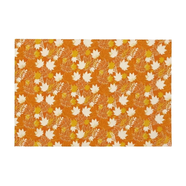 Wdhugt Thanksgiving Decorative Placemat And Potholder For Holiday Table Settings Made Of Linen In Orange Color Oil Absorbent And Easy To Clean Linen Material A