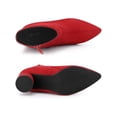 thumbnail image 4 of BLISSFUL STEP Women's Pointy Toe Side Zip Block Heel Ankle Boots Red 8, 4 of 7