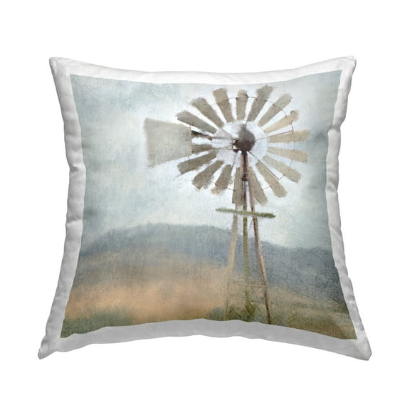 Stupell Industries Calm Country Windmill Rural Farm Scene Design by Kimberly Allen Throw Pillow