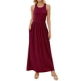 thumbnail image 4 of ZXSXSY Women Round Neck Sleeveless Pure Color Long Dress with Pocket, 4 of 9