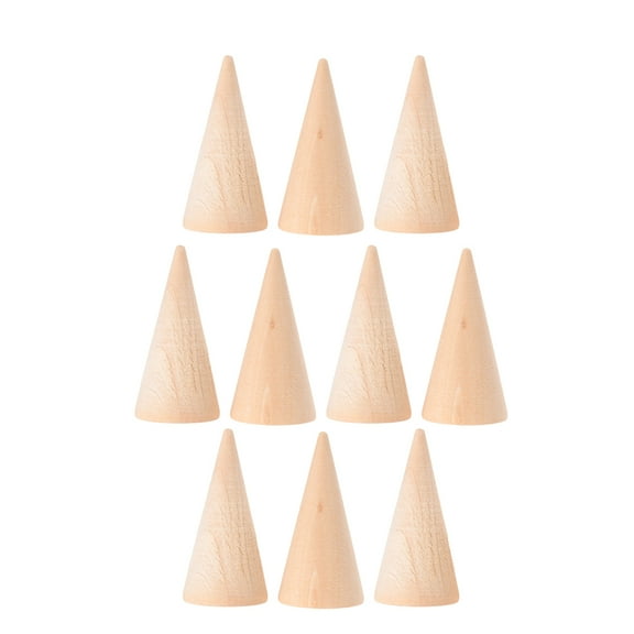 Homemaxs Cone Ring Wood Display Wooden Stand Holder Jewelry Organizer Craft Diy Tower Finger Cones Small Rack Stands Showcase