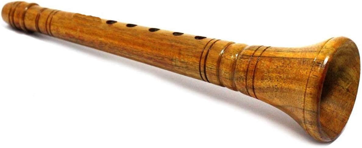 India Meets India Handicraft Miniature Musical Instrumental Set - Clarinet 8.5" and Tabla Drum 7" [Mango Wood - BROWN & YELLOW] - for 5-6 yrs Kids/Home Décor-Best Gift Made By Awarded Indian Artisan