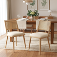thumbnail image 2 of Noble House Modern Dining Chairs Set of 2, PU Upholstered Easy-Clean Seats with PE Rattan Back,Beige + Natural, 2 of 9