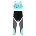 thumbnail image 3 of YEAHDOR Kids Girls Sleeveless Printed Crop Top with Leggings Athletic Outfit Set Dance Gym Sports Suit Leaf&Light Blue 6, 3 of 7