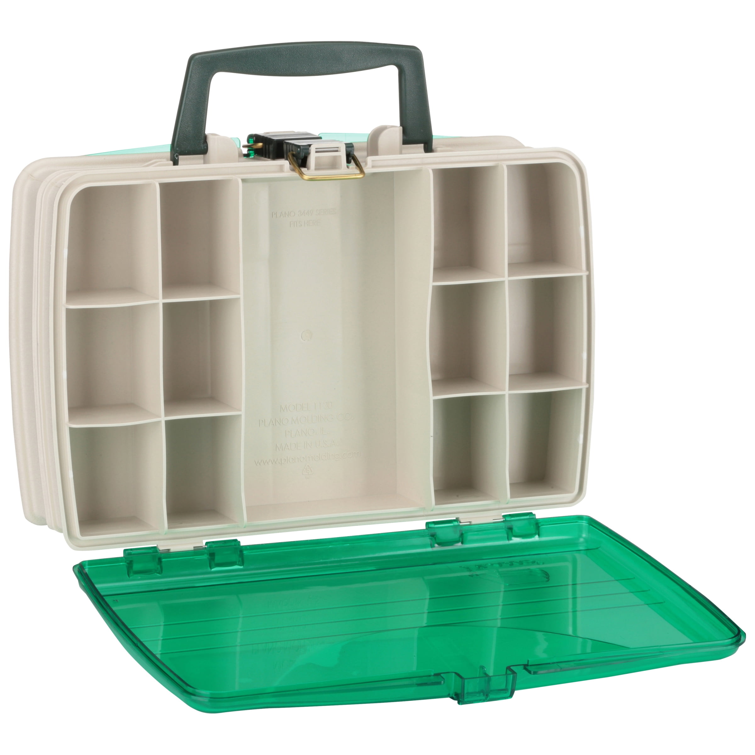 Plano Synergy Double Sided Fishing Satchel Tackle Box, Green / White