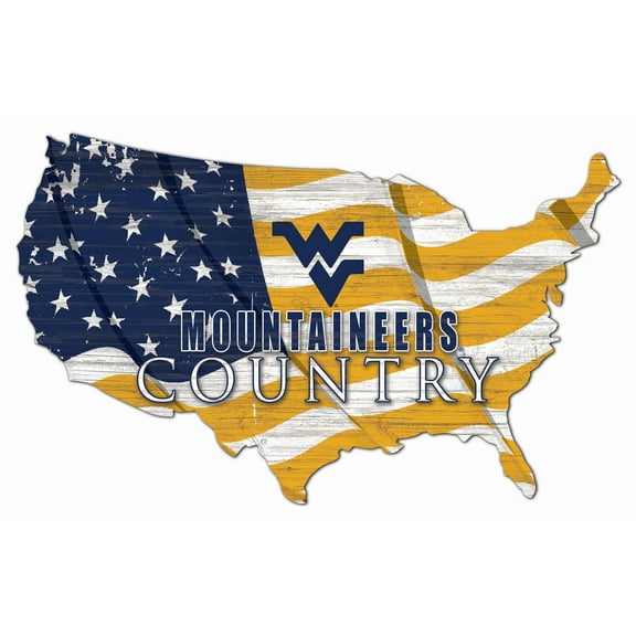 West Virginia Mountaineers USA Flag Cutout Sign
