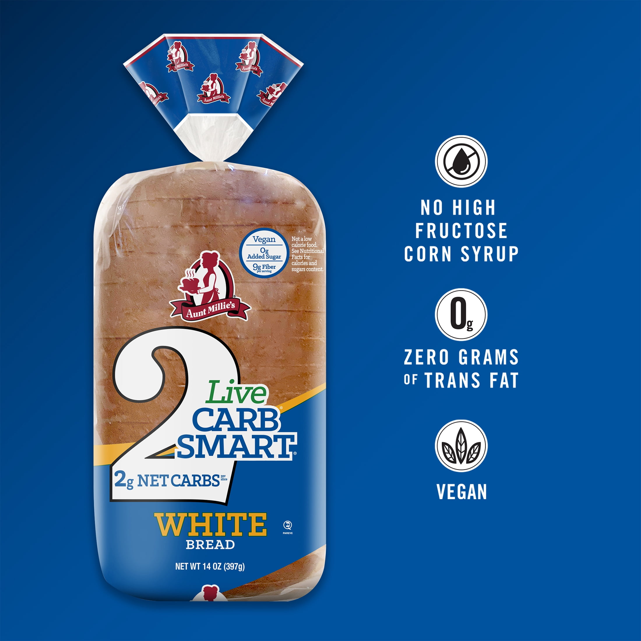 Aunt Millie's Live Carb Smart White Bread Loaf, 14 oz