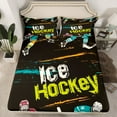 thumbnail image 2 of Manfei Teens Est Sleep Queen Sheet Sets, Cartoon Sports Helmet Flat Sheet, Ice Hockey Player Queen Fitted Sheet, Breathable Home Decor, 4pcs, 2 of 7