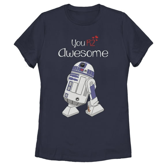 Women's Star Wars Valentine's Day You R2 Awesome Graphic Tee Navy Blue Large