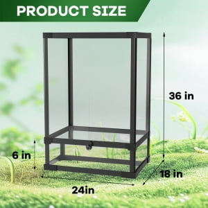 TEQIN Reptile Tall Glass Terrarium, Anti-Escape Reptile Glass Terrarium, Dual-Climate Water-Tight Base Rainforest Reptile Terrarium for Easy Maintenance,Reptile Enclosure with Top Screen Ventilation