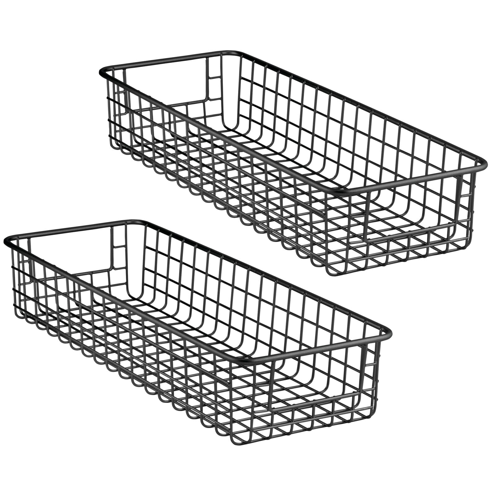 mDesign Metal Wire Food Storage Shallow Basket Organizer with Handles ...