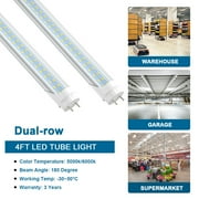 T8 4ft LED Tube Light Bulbs,Dual Row 28W 5000K,Dual-end Powered,ETL Listed,4-Pack