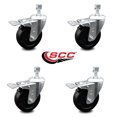 thumbnail image 2 of 4 Inch Soft Rubber Wheel Swivel 3/8 Inch Stem Caster Set with Total Lock Brake, 2 of 2