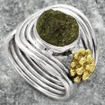 thumbnail image 2 of Two Tone Adjustable Flower - Tektite Rough 925 Silver Ring s.7 Jewelry SDR150932, 2 of 5