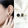 thumbnail image 3 of Rosec Jewels Statement Floral Stud Earrings with Black Onyx for Women - AAA Quality, 14K Yellow Gold, 3 of 8