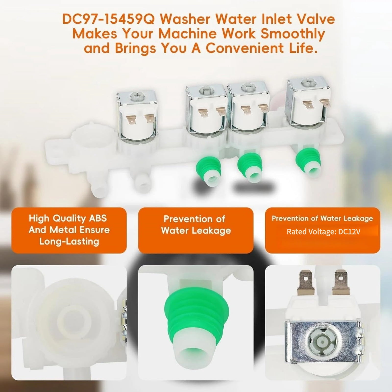 TAPDRA 4-Coil Water Inlet Valve DC12V OEM Standard DC97-15459Q For Samsung Front Load Top Load Washers
