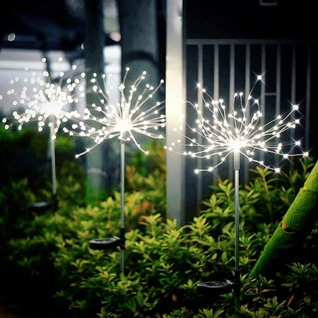 

Solar Firework Light 90 LED Outdoor Solar Garden Decorative Lights with 2 Lighting Modes for Walkway Pathway Backyard Christmas Decoration Parties（White）