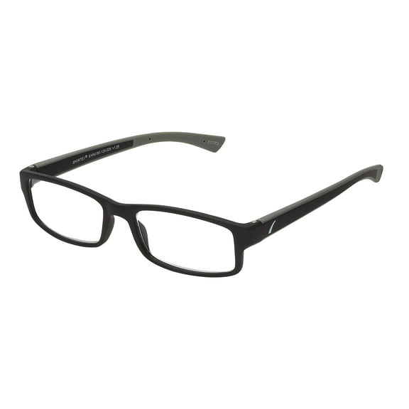 SAV Sportex Reading Glasses, Modern Rectangular Sport Frame, AR4160,  1.25, Gray
