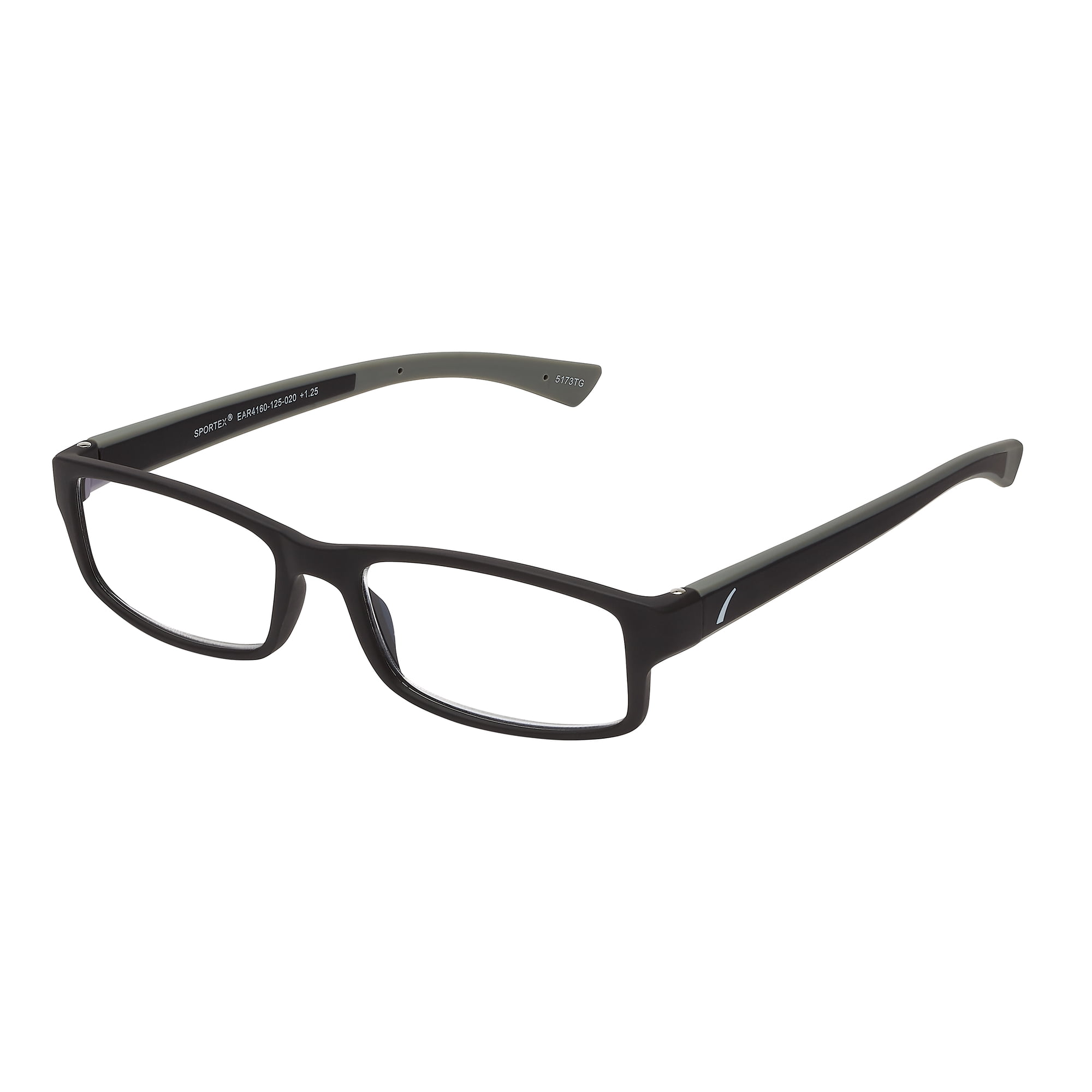 SAV Sportex Reading Glasses, Modern Rectangular Sport Frame, AR4160, +1.25, Gray
