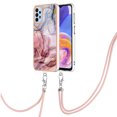 thumbnail image 2 of Case for Samsung Galaxy A33 5G, Adjustable Detachable Crossbody Strap Neck Strap Silicone Bumper Marble Painted TPU Ultra Thin Shockproof Protective Phone Case Cover for Galaxy A33 5G, Rose, 2 of 7