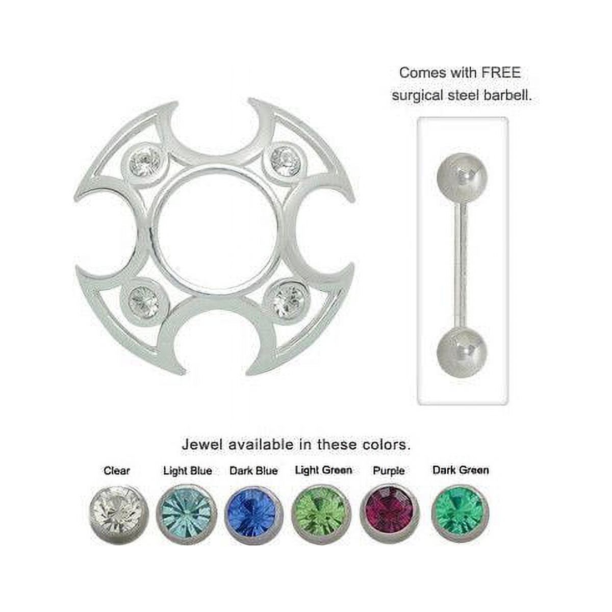 Nipple Shield Barbell Ring Silver CZ Crystal Jeweled 14G
