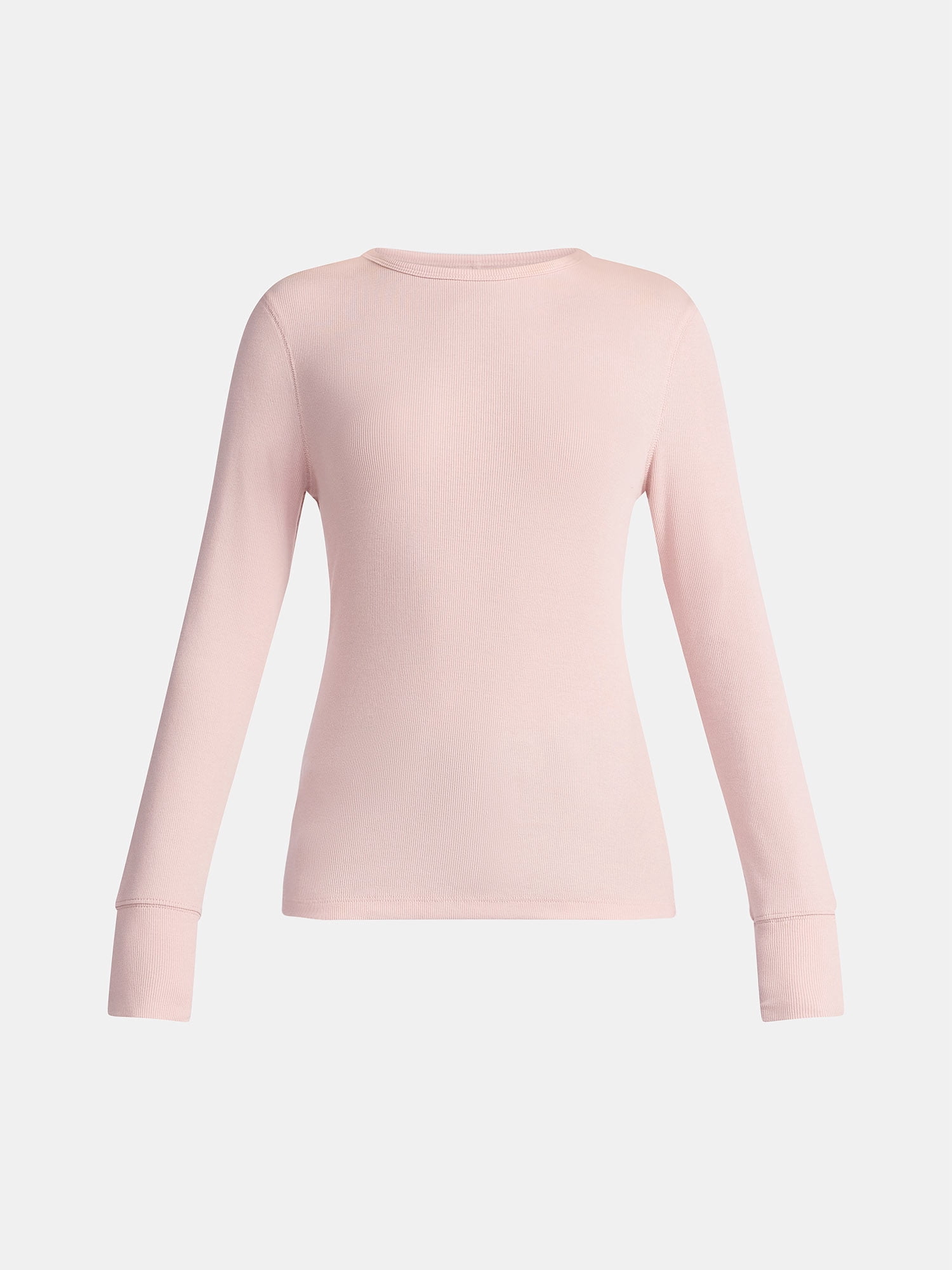 Time and Tru Women's Rib Tee with Long Sleeves, Size XS-XXXL