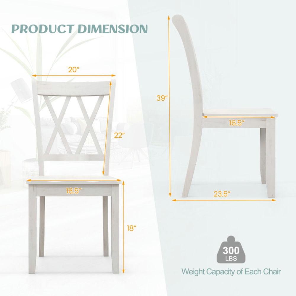 Demi Bonn Set of 2 Cross Back Rubber Wood Dining Chairs, White