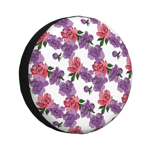 Fotbe Peonies Funda de Llanta de Repuesto con Estampado, Engrosada, Ajuste Universal para Jeep, Remolque, RV, SUV, Camión-14 inch