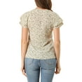 thumbnail image 3 of MODA NOVA Juniors Floral V Neck Tiered Short Sleeve Button Down Summer Blouse, 3 of 6