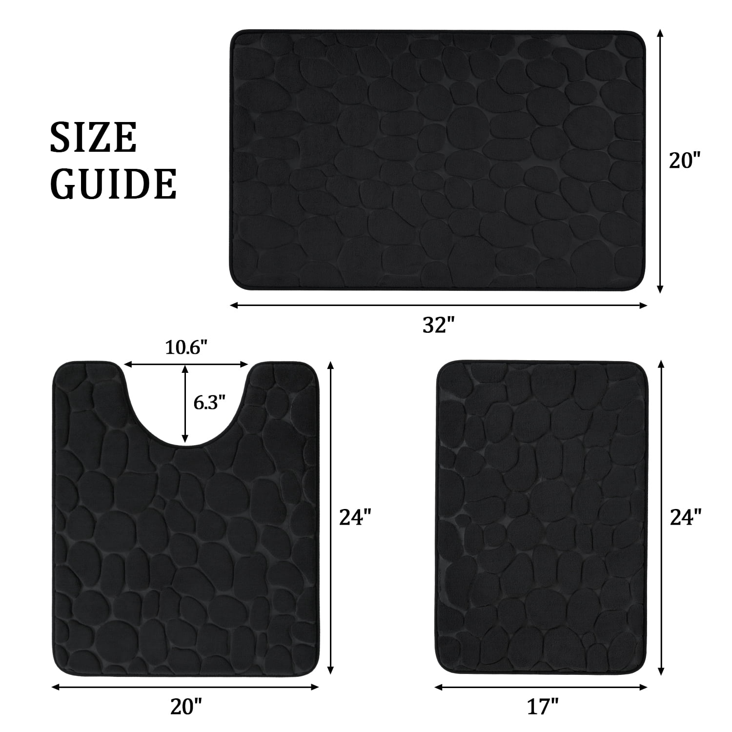 ChakmeOne Bath Mats for Bathroom Floor, Bath Mat for Tub Non Slip - 3 Pieces Super Soft Absorbent Memory Foam Bathroom Rug Set for Shower Tub and Home Decor Accessories