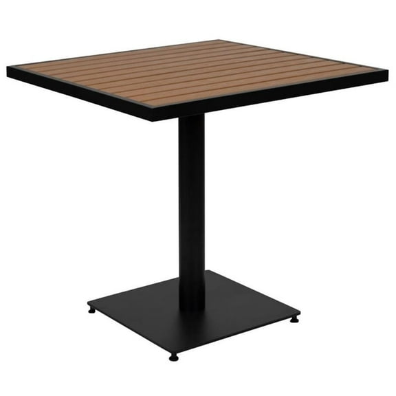 Bowery Hill 30" Square Patio Dining Table with Poly Slats in Faux Teak