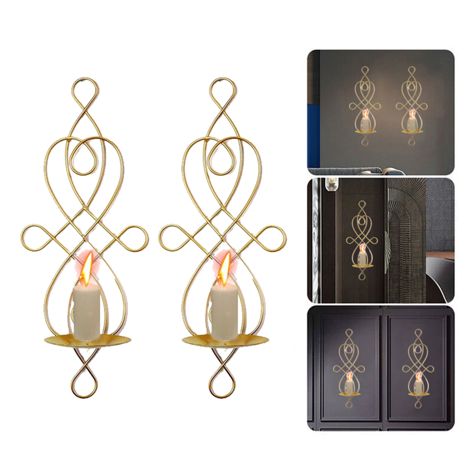 Wall Candle Sconces Elegant Swirling Iron geometric Hanging Wall Mounted Decorative Tea Light Candle Holder for Home Decorations,Weddings,Events 