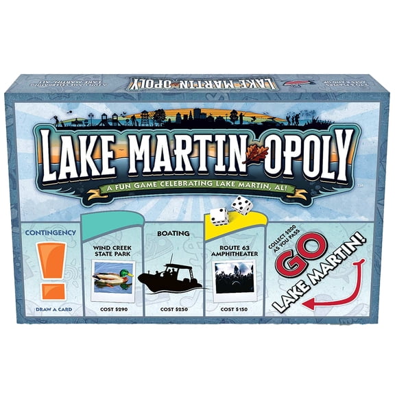 Late For The Sky: Lake Martin-Opoly - Vacation Destination Themed Opoly-Style Board Game, Family Strategy Play, 2-6 Player, Traditional or 1hr Version