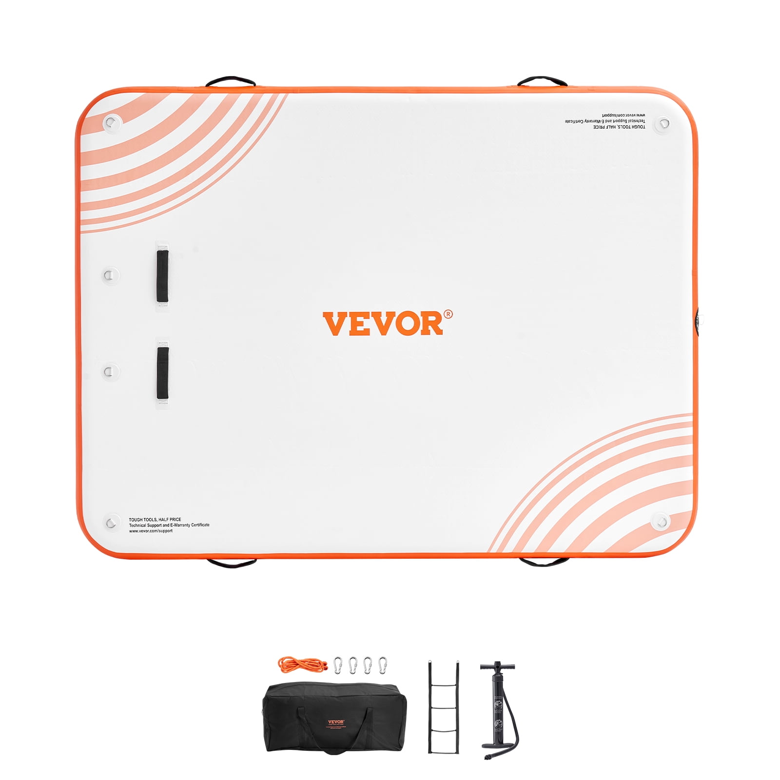 VEVOR Inflatable Floating Dock, 8 x 6FT Inflatable Dock Platform, Non-Slip Water Floating Dock Mat with Detachable Ladder & Portable Carrying Bag, Floating Platform Island Raft for Ocean Pool Beach