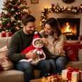 thumbnail image 6 of Pet Santa Cape Christmas Pet Hooded Cloak with Pom Poms White Soft Adjustable Pet Holiday Dress Up Outfit for Small Dogs Cats Xmas Photo Party L, 6 of 6