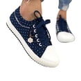 thumbnail image 2 of Domzle Canvas Sneakers for Women Dressy Fashion Lightweight Walking Non-Skid Shoes Slip On Loafers Sneaker Work Casual Shoes Dark Blue 36, 2 of 5