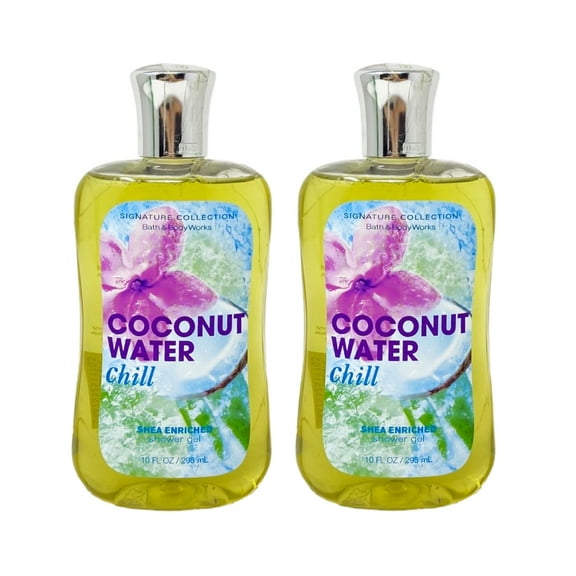 Bath and Body Works Coconut Water Chill Signature Collection Shea Enriched Shower Gel 2 Piece Value Set - 10 fl oz / 295 mL each