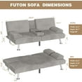 thumbnail image 3 of Wubio Futon Sofa Bed, Futon Couch with Removable Armrests, Adjustable Recliner Sleeper Sofa Bed with Dual Cup Holders for Living Room, Apartment, Office (Corduroy, Grey), 3 of 9