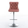 thumbnail image 3 of PORKISS Swivel Velvet Bar Stools, Chrome Base Barstools Set of 2 with Tufted Backs, Modern Upholstered Adjustable Seat for Home Pub and Kitchen Island, Pink, 3 of 11