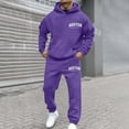 thumbnail image 4 of Zylarhe Men's Casual Hoodie And Jogger Set Letter Print Sweatsuit For Everyday Wear Spring Fall Winter Outfit Chalk Stripe Suit, 4 of 4