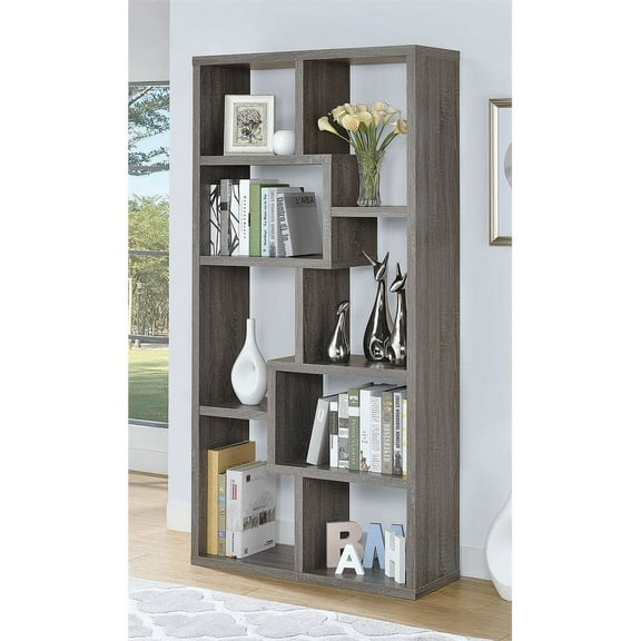 Bowery Hill Casual Bookcase in Weathered Gray
