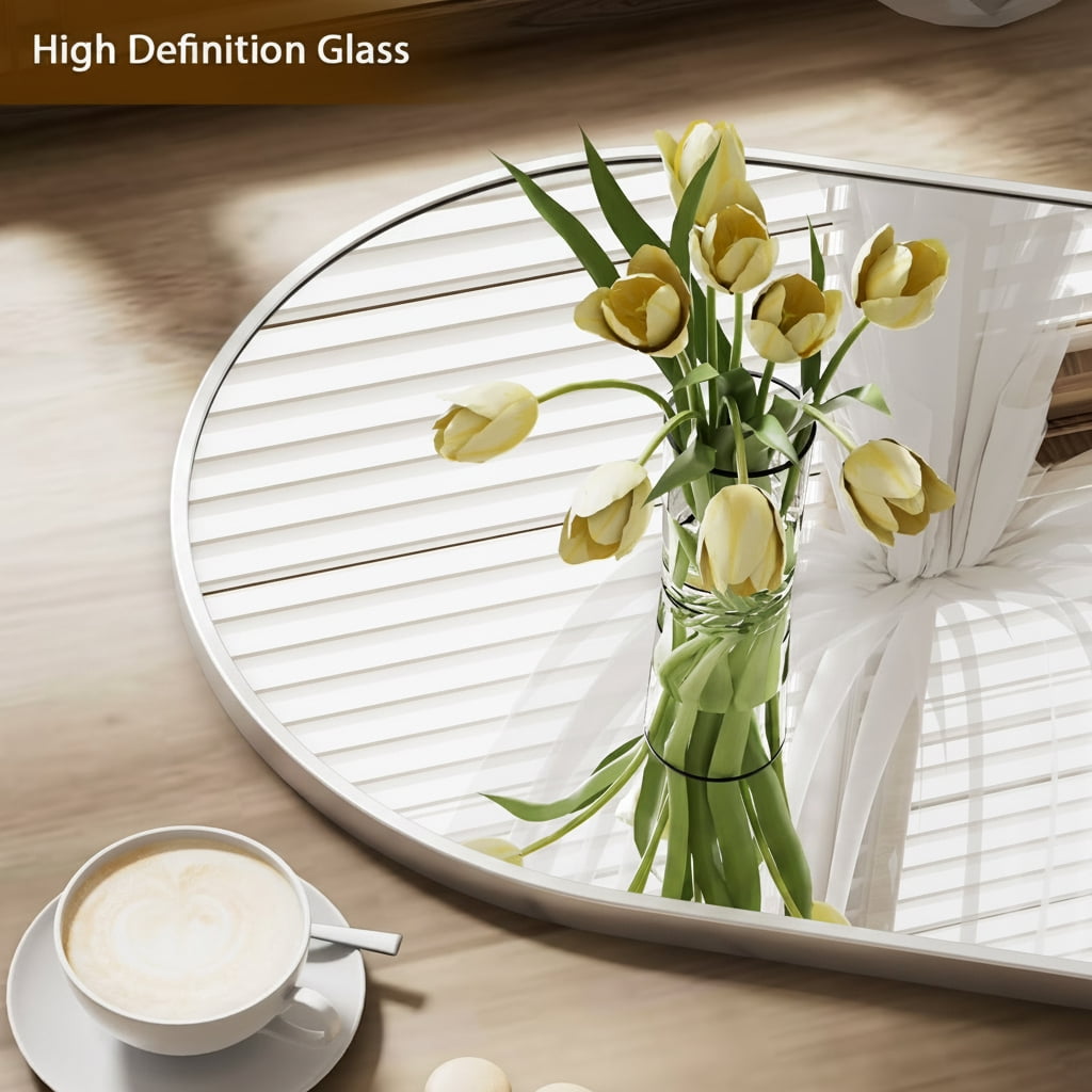 Gleamira 16"x24" Oval Mirror Bathroom Vanity Mirror Wall-Mounted Mirror, Silver