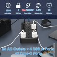 thumbnail image 4 of Regleta de protección contra sobretensiones grande 20A/15A con puertos USB (4A+2C), resistente calibre 12/14 6.5 pies, protección contra sobretensiones de 4000 julios, 25 salidas de CA espaciadas, par, 4 of 5