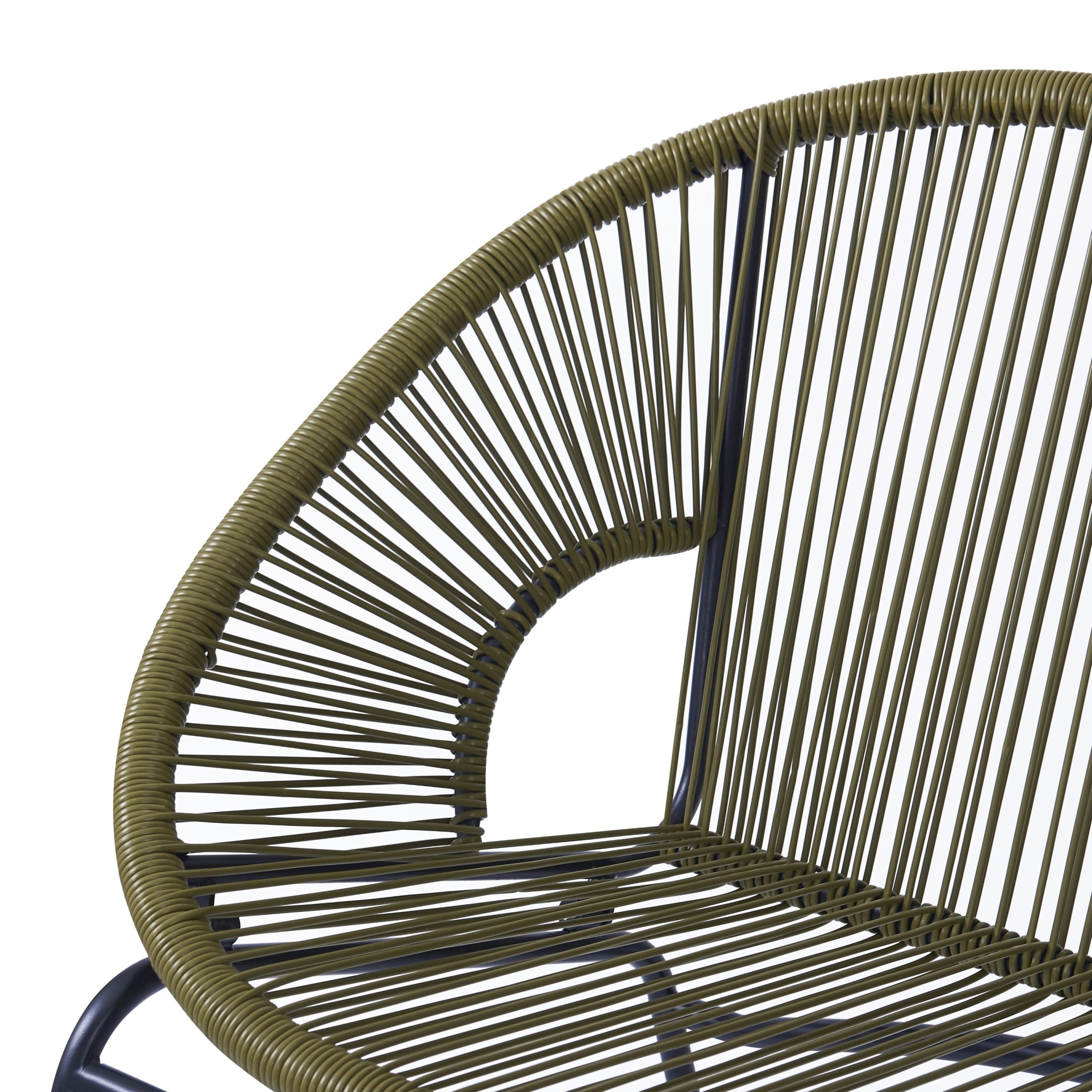 Aspen Modern Outdoor Patio Basket Loveseat, Hammock Weave Design, Metal Frame, Green