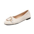 thumbnail image 2 of Domzle Womens Ballet Flats Suede Slip On Dress Shoes | Comfortable Round Toe Loafers,Low Heel,Cute Office Work Casual Shoes White 38, 2 of 6